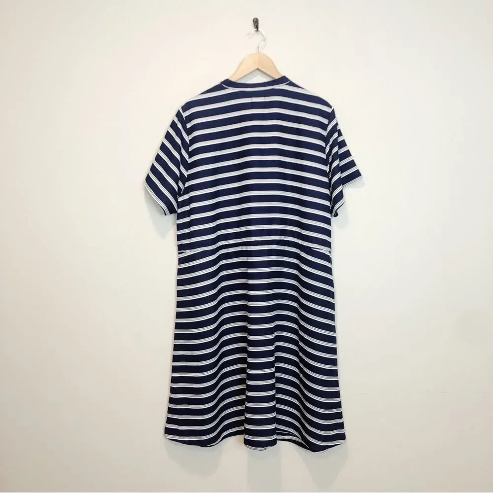 Lands End Women's Plus Size Rayon Short Sleeve Button Front Dress Striped Sz 1X